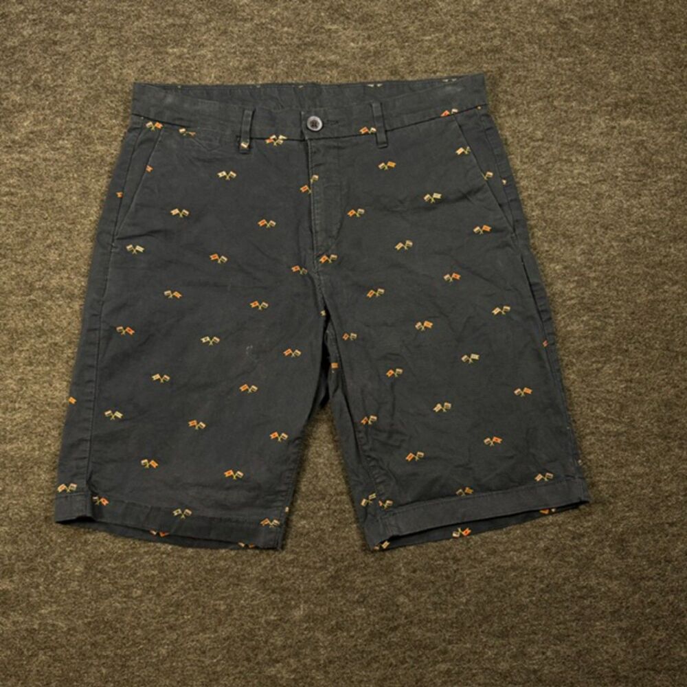 U.S. Polo Assn Mens Shorts Size 32 Navy Blue Nautical Flag Print Chino